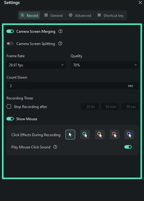 configure recording settings windows