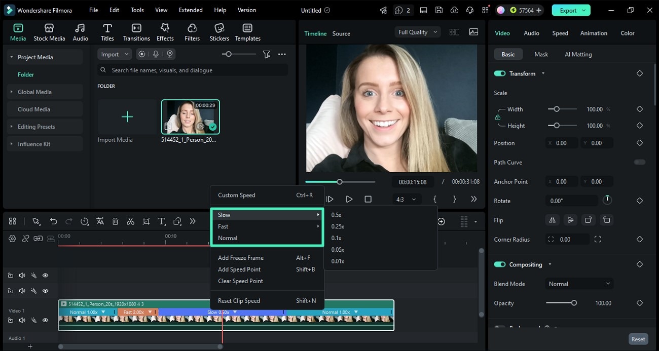adjust playback speed for segments