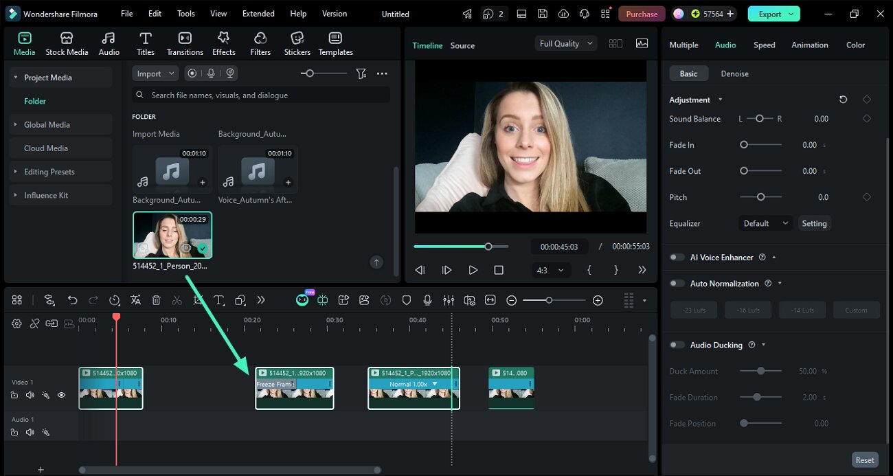 adjusting backward clip selection