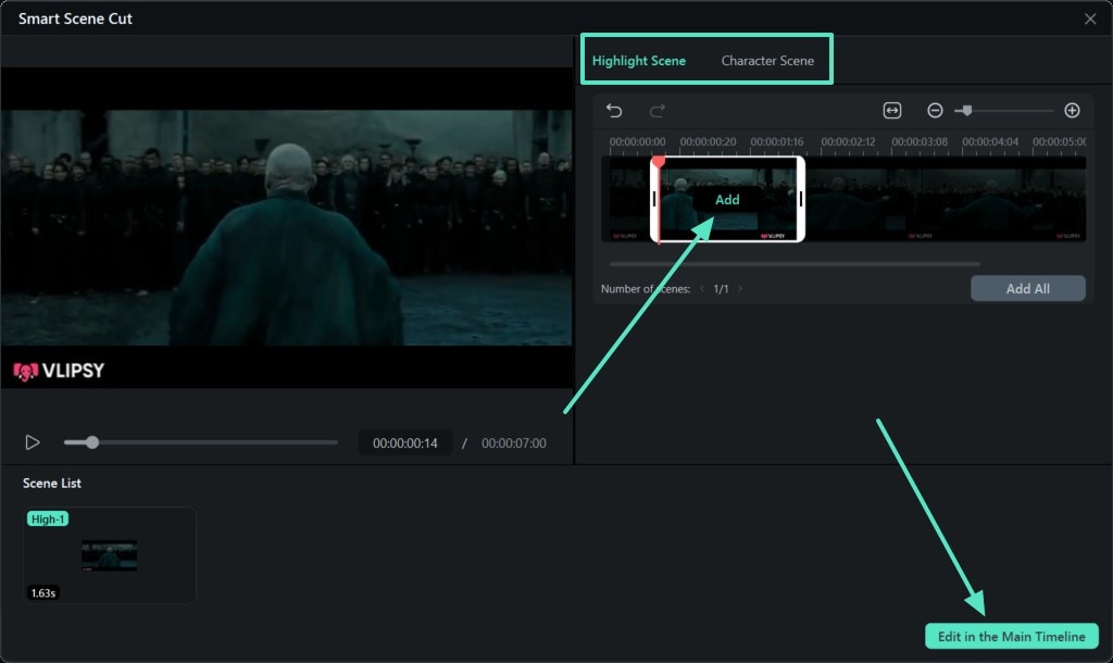 Select Edit in Main Timeline