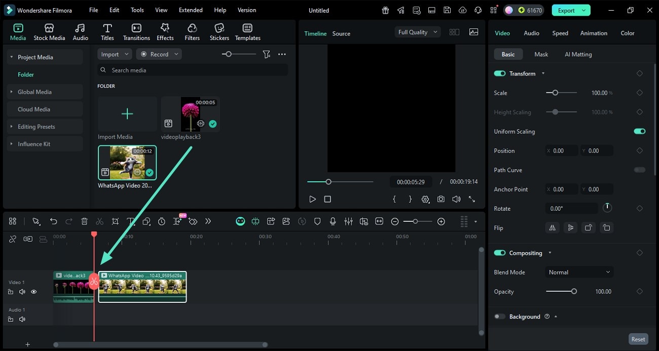 drag clips to timeline
