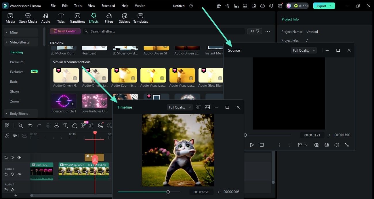 drag source and timeline windows