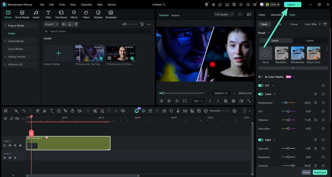 save final split screen video