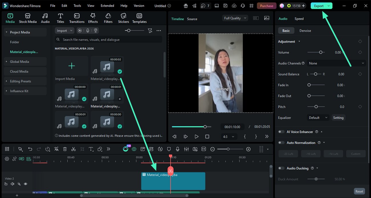 preview voice narration and export final audio