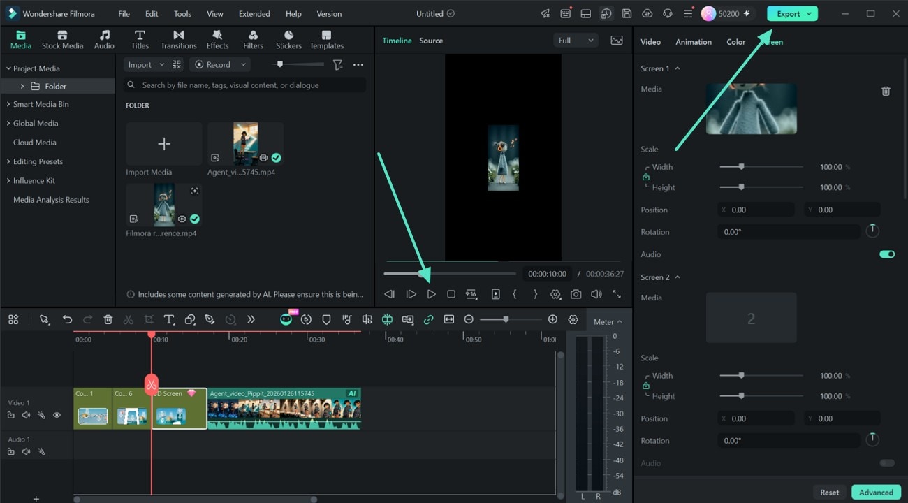 Select the Export button