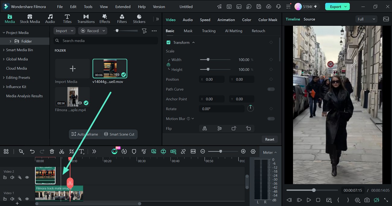 Drag the clips to the timeline