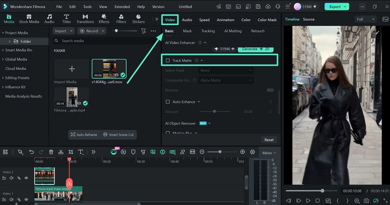 Enable the Track Matte