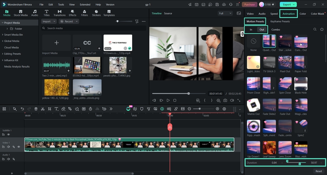 access video animation feature filmora
