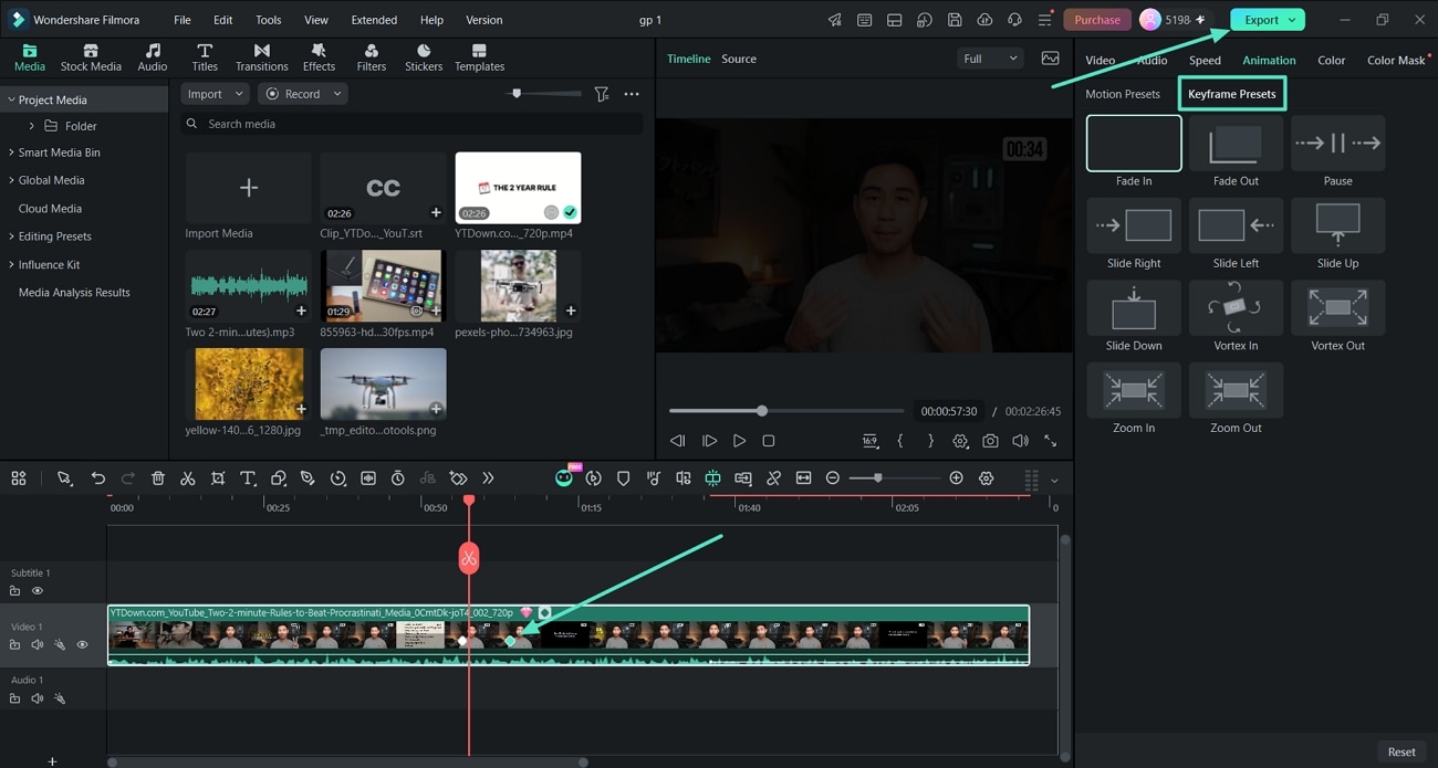 apply keyframing animation effects