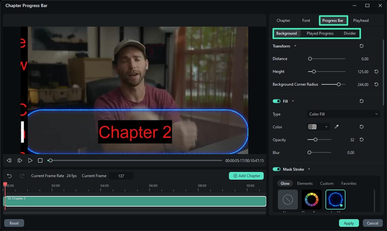 customize video chapter progress bar