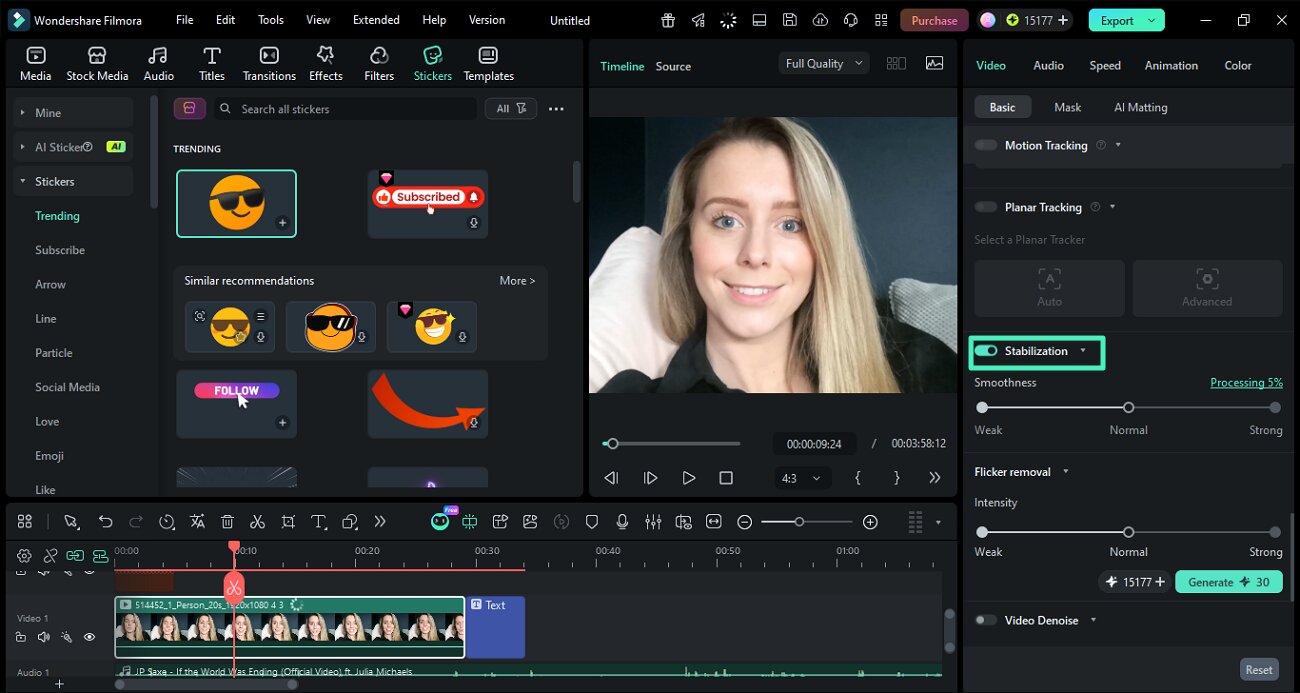 activate video stabilization feature