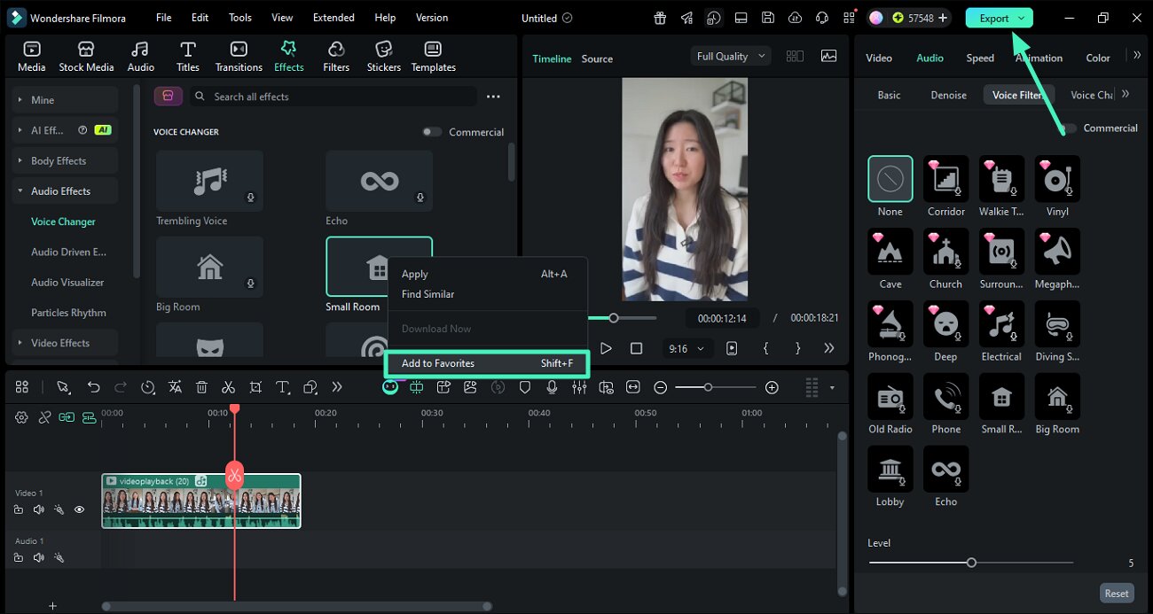 add voice changer effect to favorites