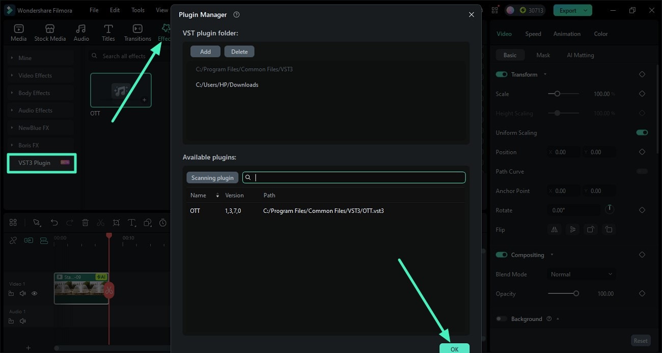 add plugin to filmora interface