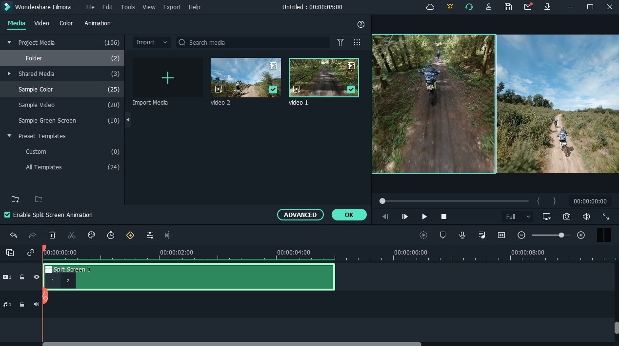 Realizzare video di montaggio con Filmora - Split Screen