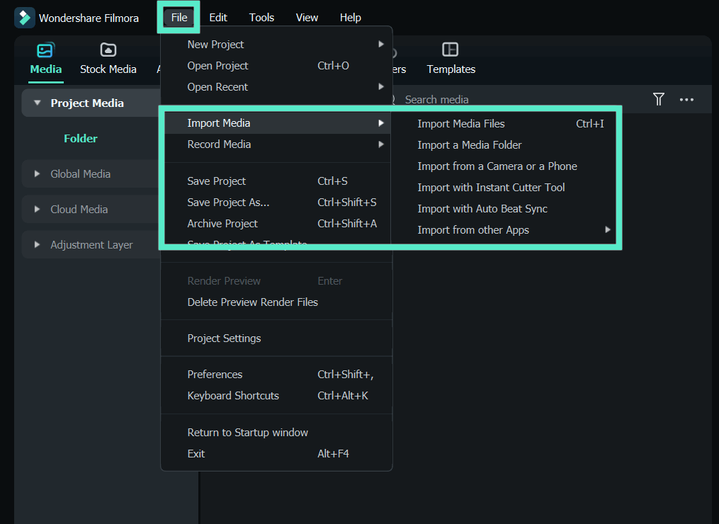 import files into filmora