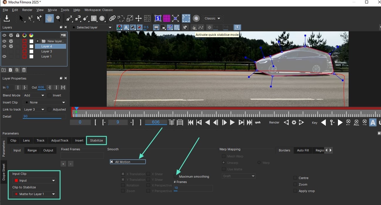 perform maximum smoothing of all motions