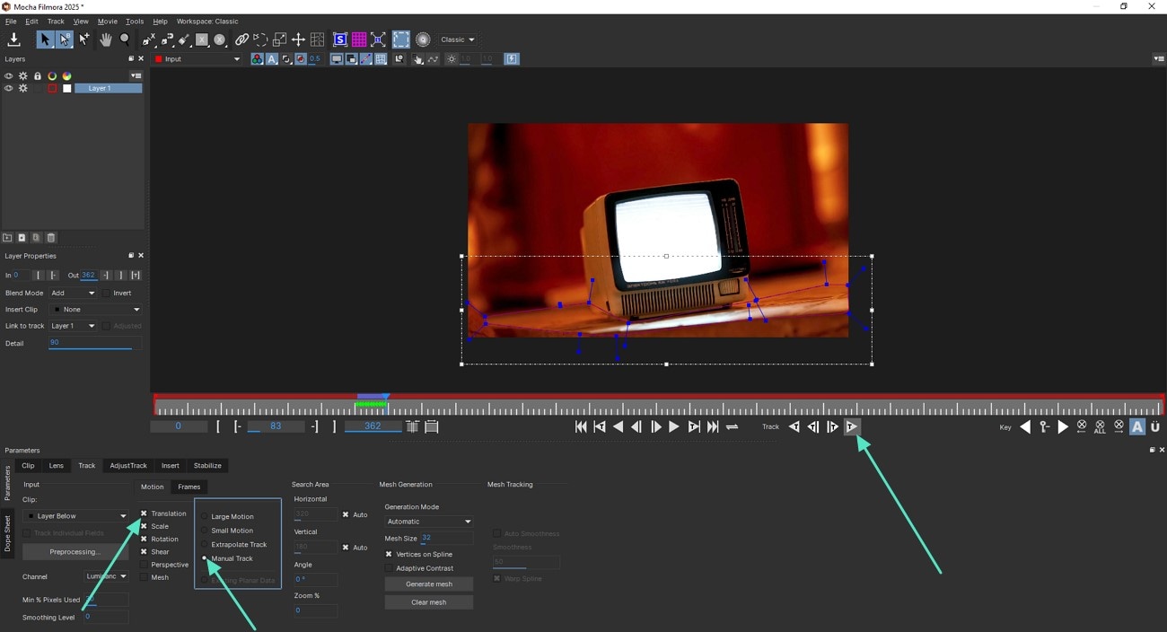 select plain area video track automatically