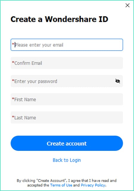 Create a Wondershare ID