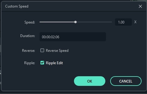 reverse video from toolbar in filmora