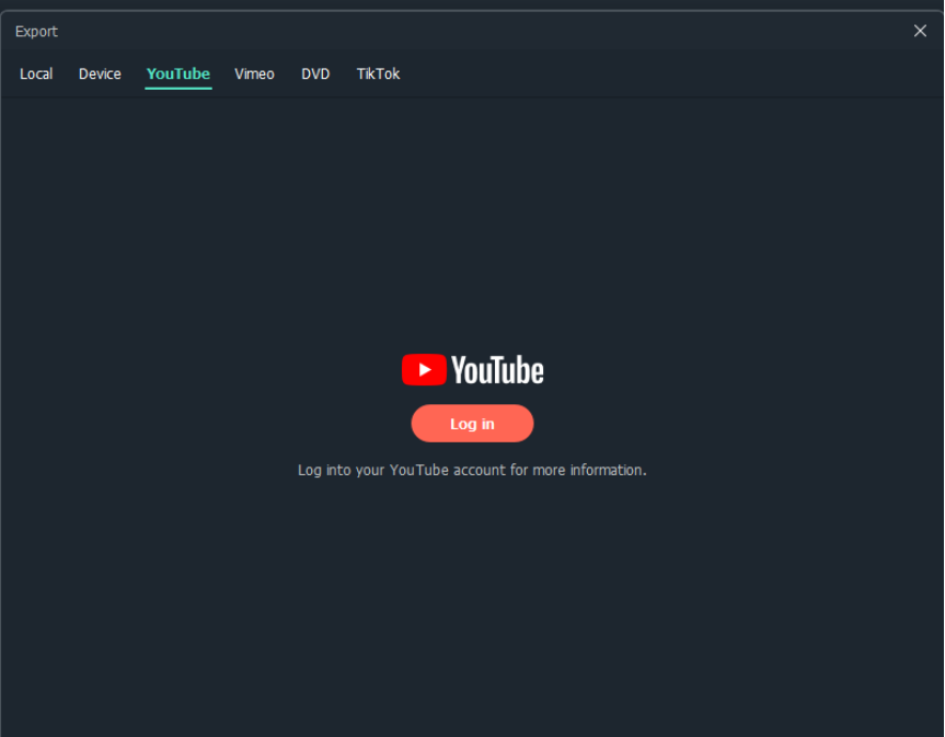 Selecciona YouTube para exportar