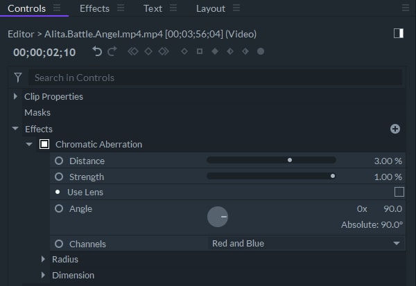 settings chromatic aberration