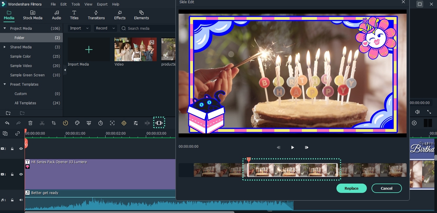 select video clip in slide edit window