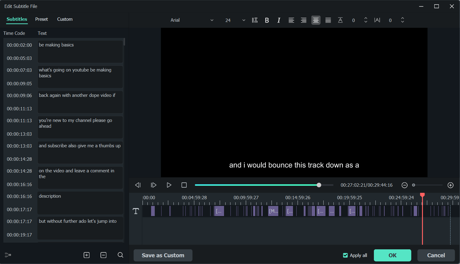 SRT Subtitle Editing