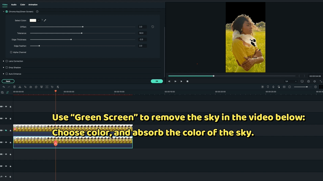 Himmel in Video mit Filmora ändern: Filmora-Greenscreen