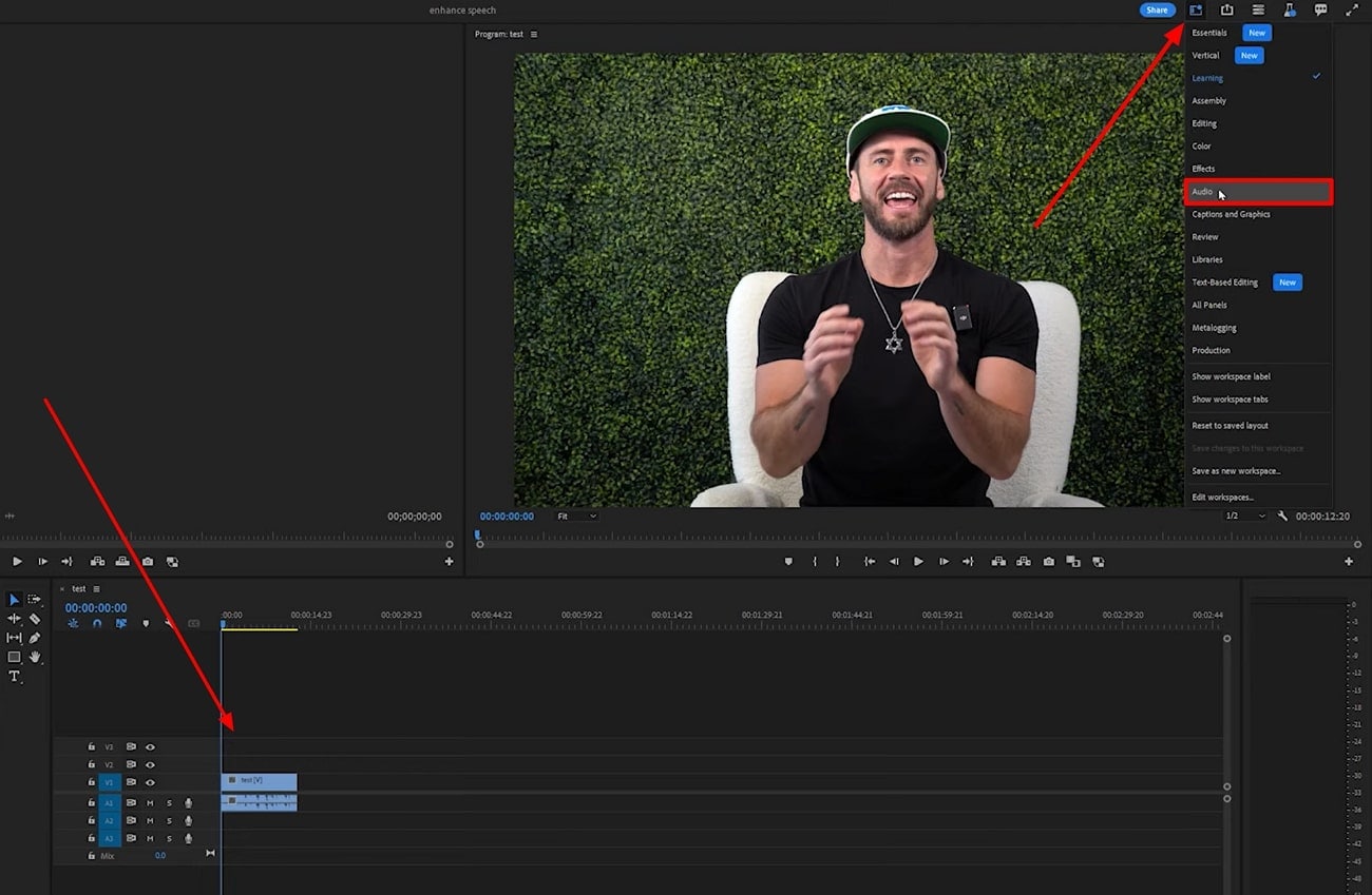 Acesse a área de edição de áudio do Premiere Pro