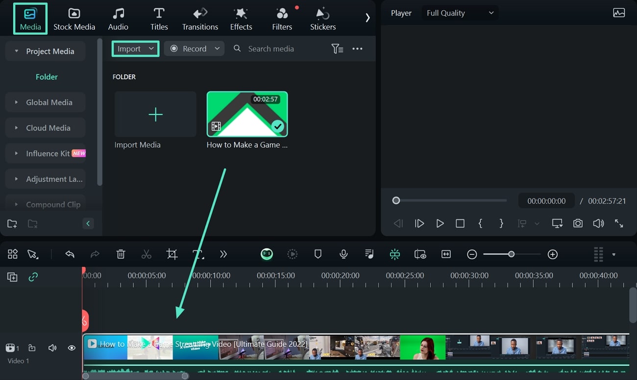 import video to timeline filmora