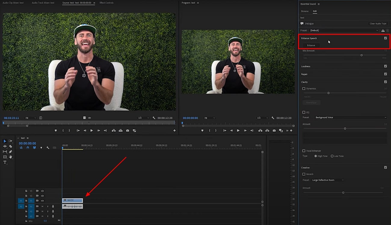 Aprimoramento de fala no Adobe Premiere Pro