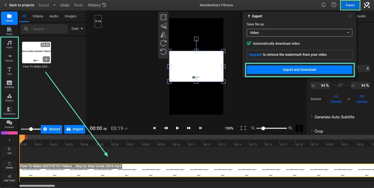 editar el video y exportar en flixier