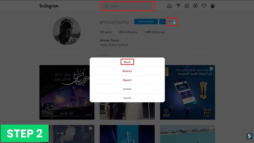 memblokir non pengikut dari web instagram