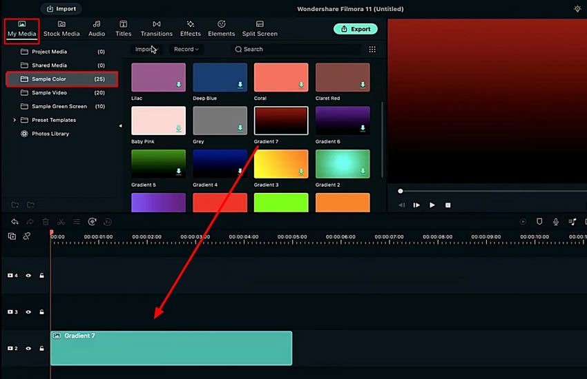 add sample color to timeline