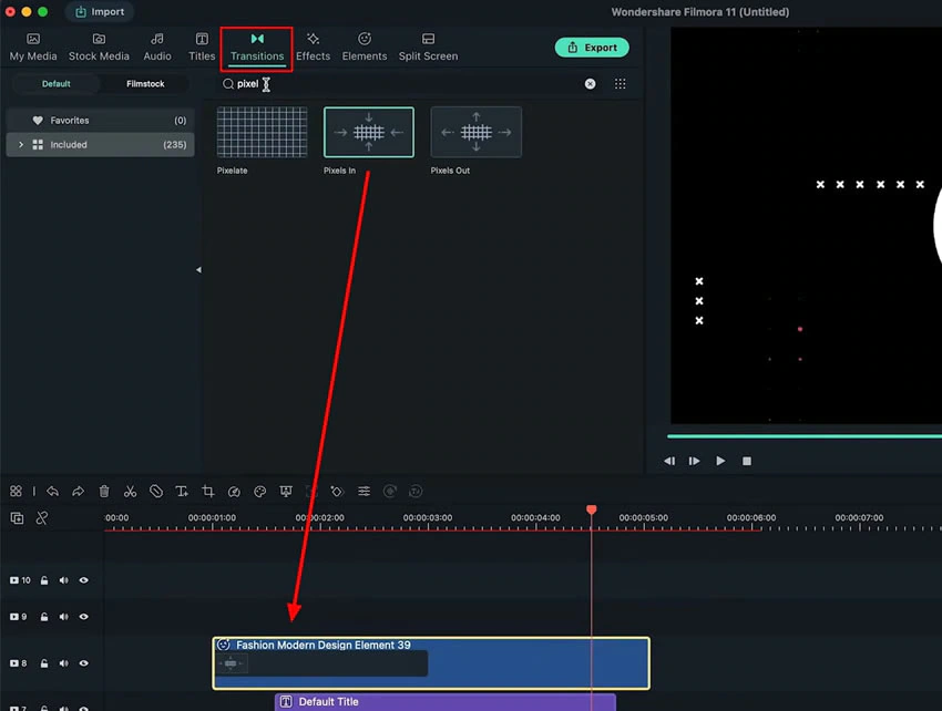 ajouter une transition à la vidéo