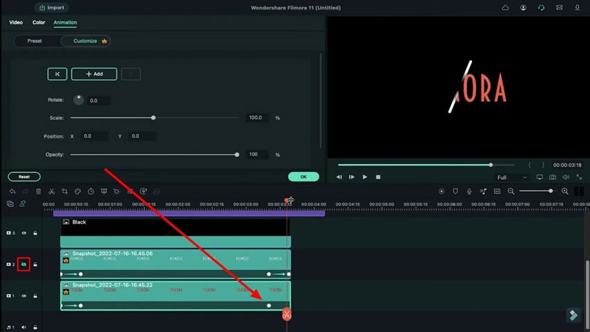 perform keyframe on second snapshot