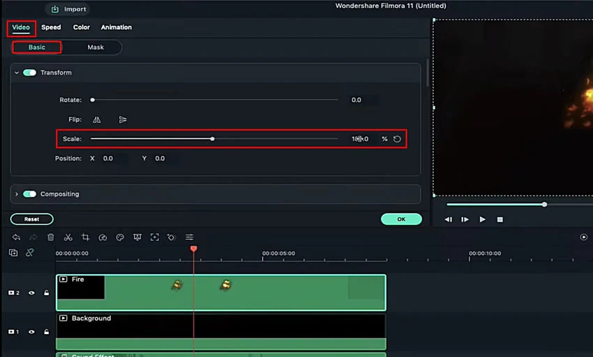 adjust scale of the added effect