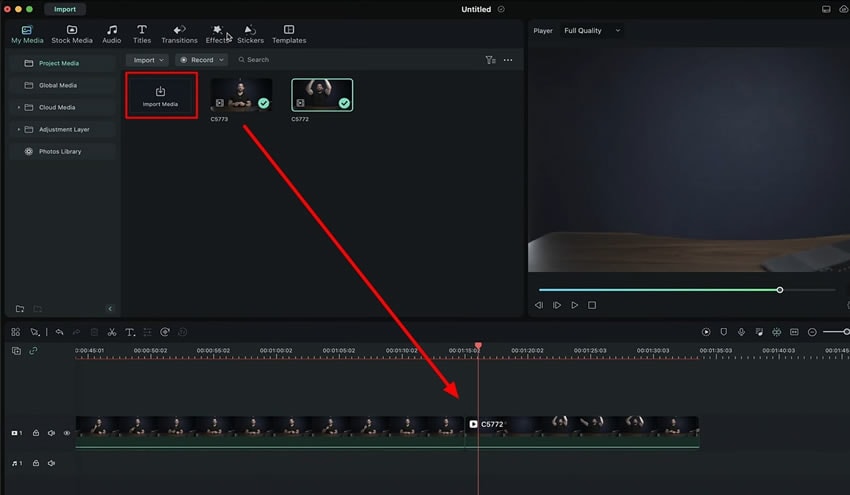 import media files to timeline