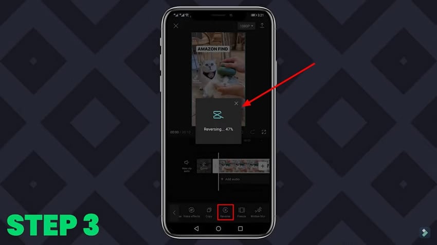 melakukan reverse pada video di capcut