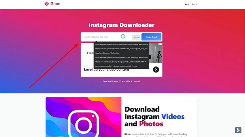 télécharger des photos et vidéos d'instagram