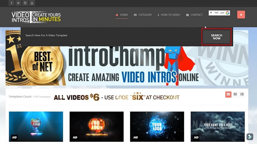 open and search introchamp website