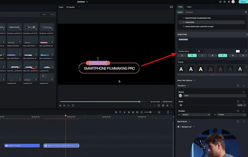 menambahkan lower thirds dan ubah parameter