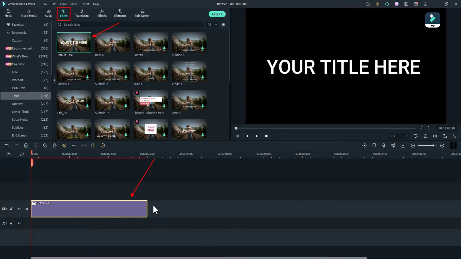 add title add set duration