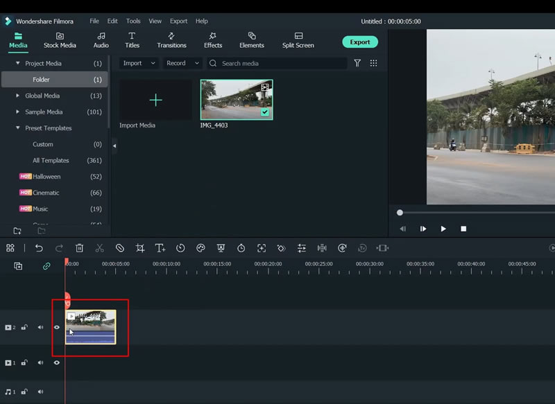 drag video to timeline for editing