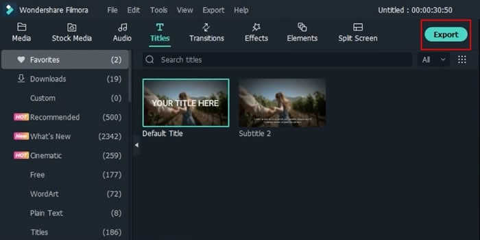 add titles preview and export