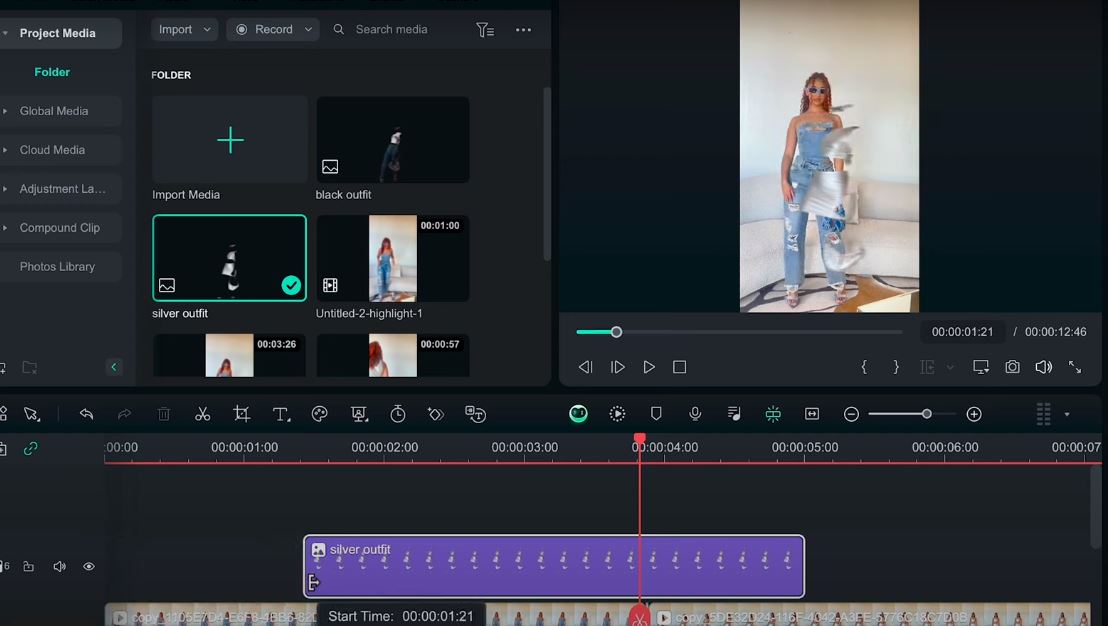 combine clips and screenshots in filmora