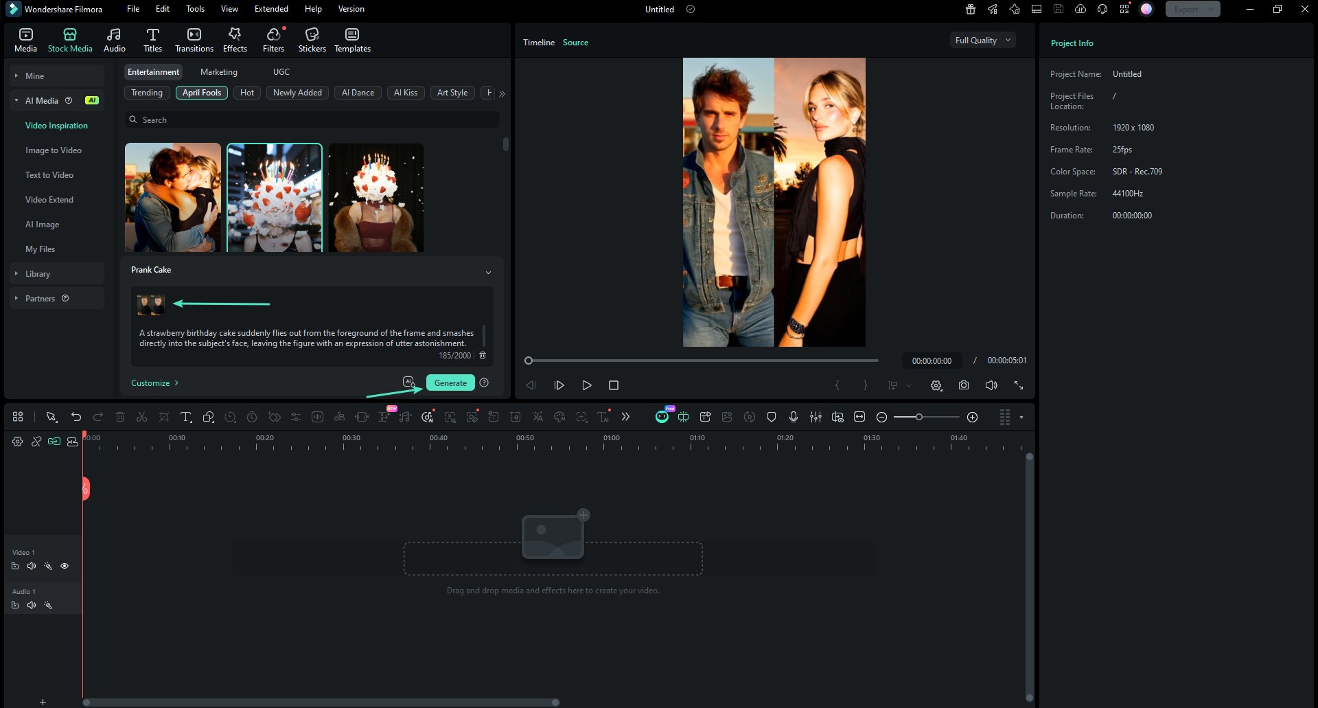 Upload image and generate prank video
