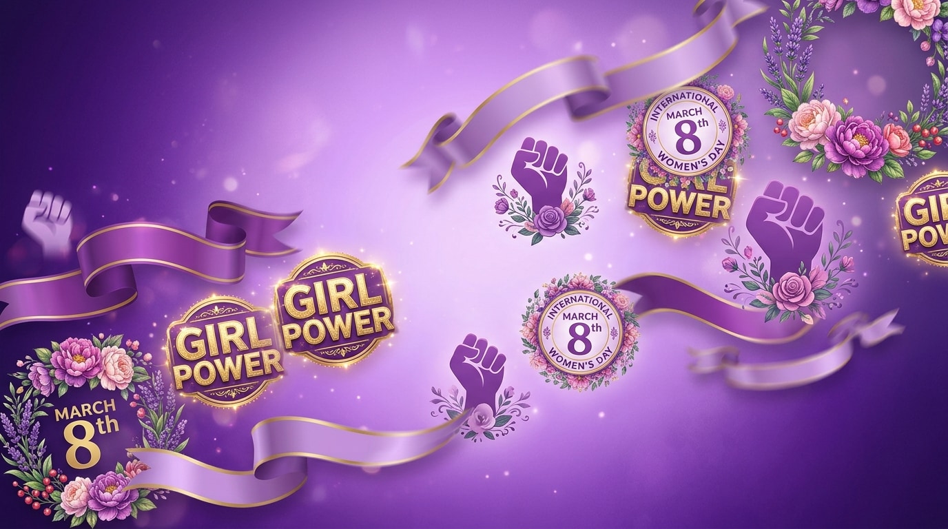 Women's Day animated video stickers collection