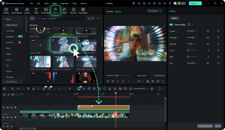 choose a effect for your video