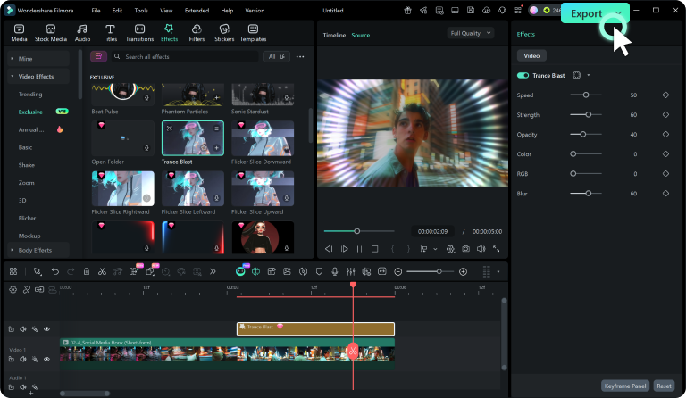 add the effect to video